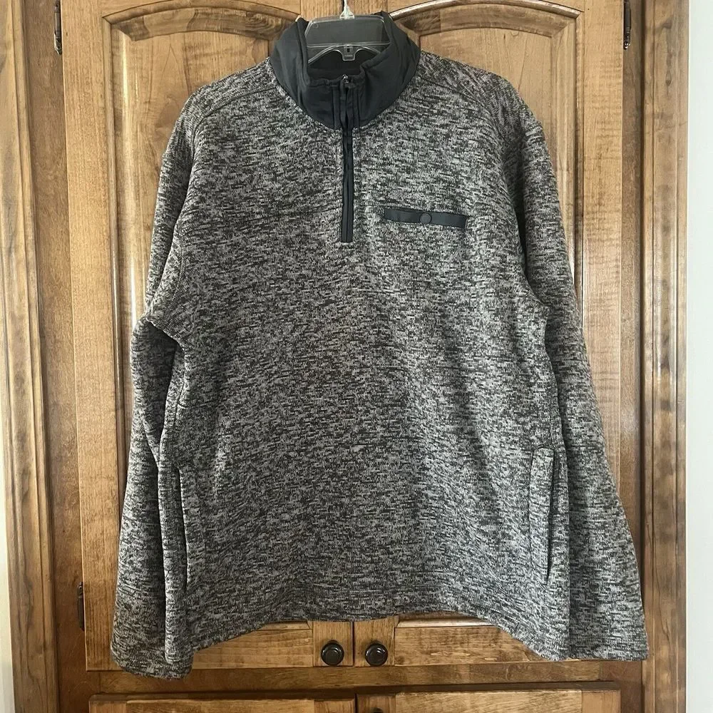Eddie Bauer Sweater Mens Large Gray Knit Pullover‎ Fleece